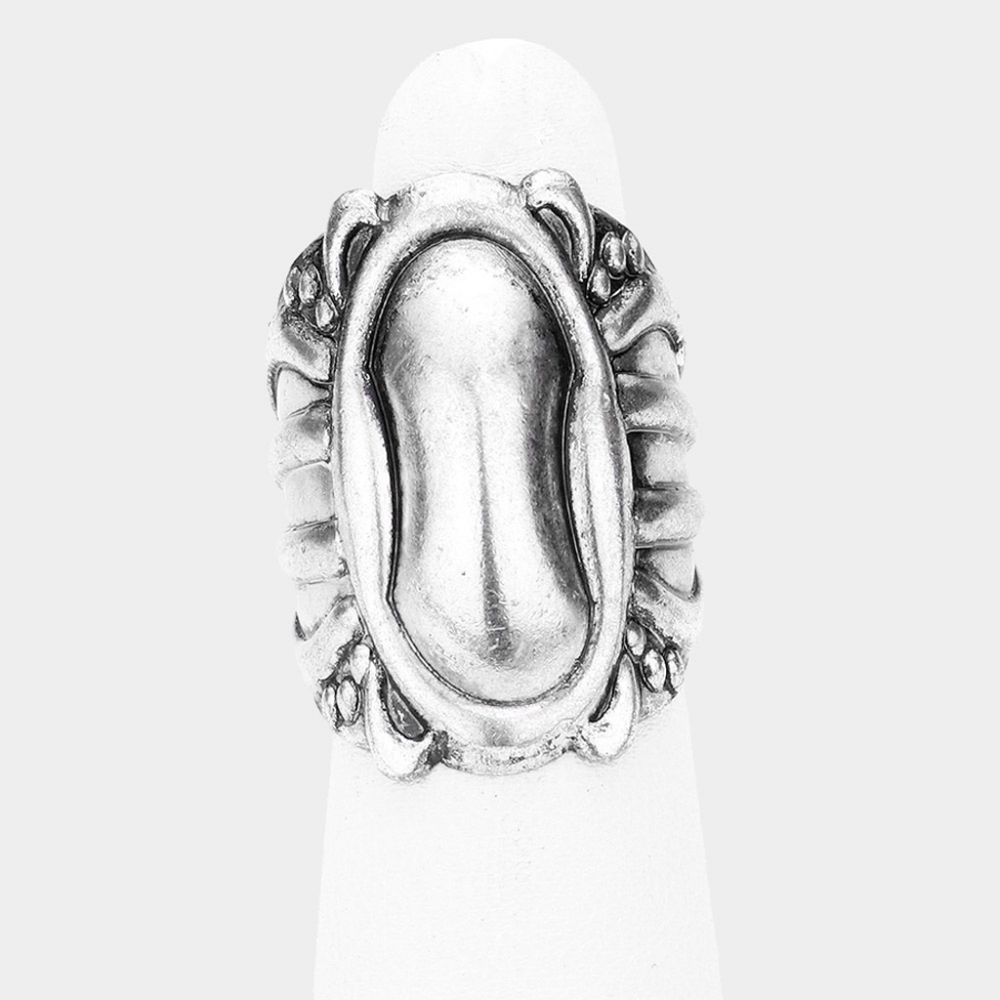 NEW Bohemian Antique Patterned Silver Metal Adjustable Ring
